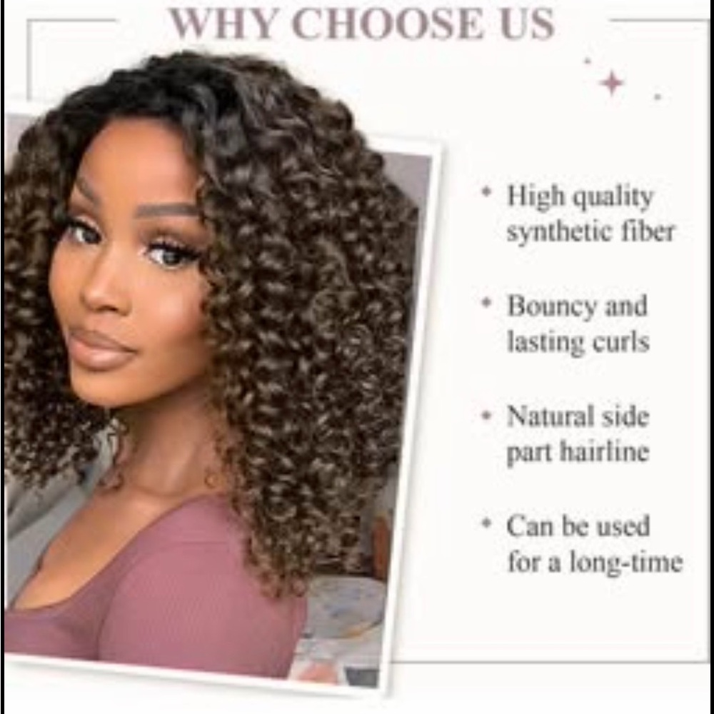 Quantum Black Women👩🏽Side Part Kinky Curly Bob Synthetic Ombre Blonde 12”Wig - Picture 8 of 9